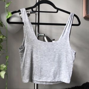 Grey square neck sleeveless crop top